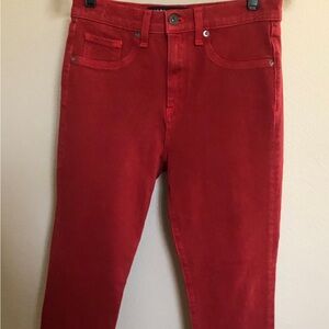 Veronica Beard Red Orange Jeans Kate 10'' Crop Size 26